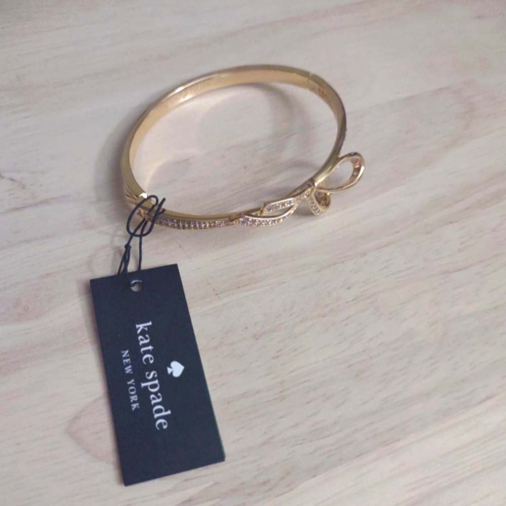 Kate Spade Gold Ribbon Bow Bangle Bracelet y2k classic